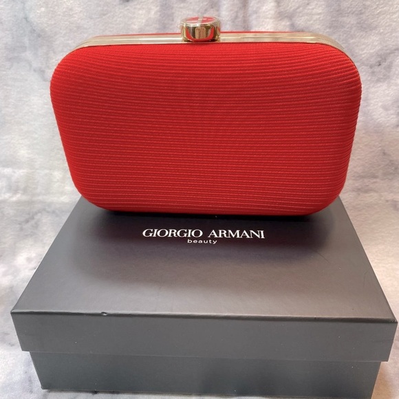 Giorgio Armani Red Hard Clutch, NEW